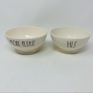 Rae Dunn More Please and His Ceramic Cereal Bowls, Set of 2 Bowls
